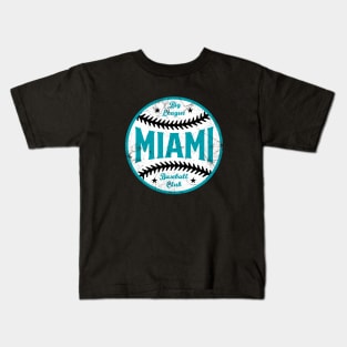 Miami Retro Big League Baseball - Black Kids T-Shirt